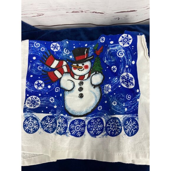 DG Set of 2 Snowman Blue White Kitchen Dish Towels - Picture 3 of 5